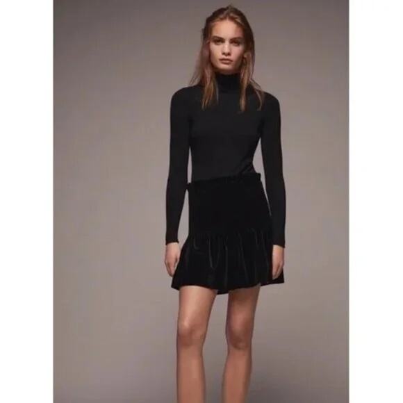 ZARA Crushed Velvet Smocked Skirt - Picture 3 of 6